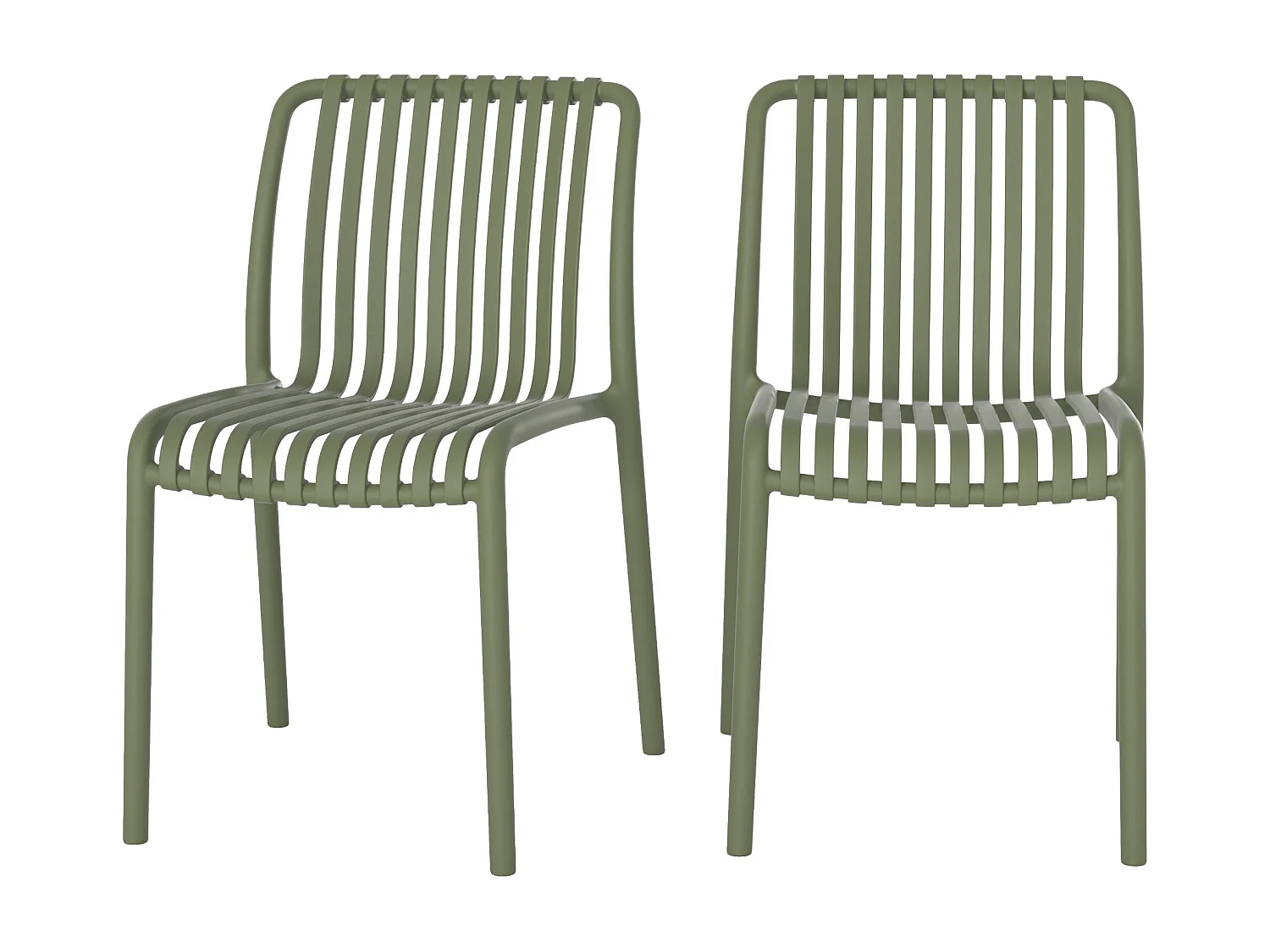 Set di 2 sedie da giardino impilabili in plastica verde kaki - Duli