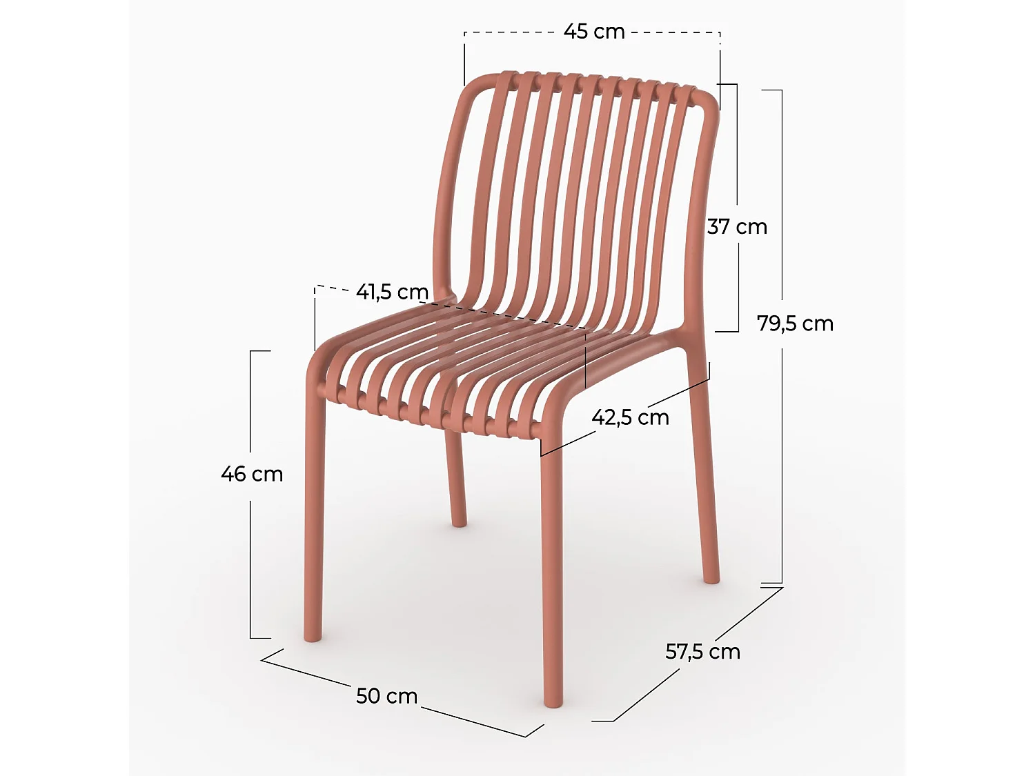 Set di 2 sedie da giardino impilabili in plastica terracotta - Duli