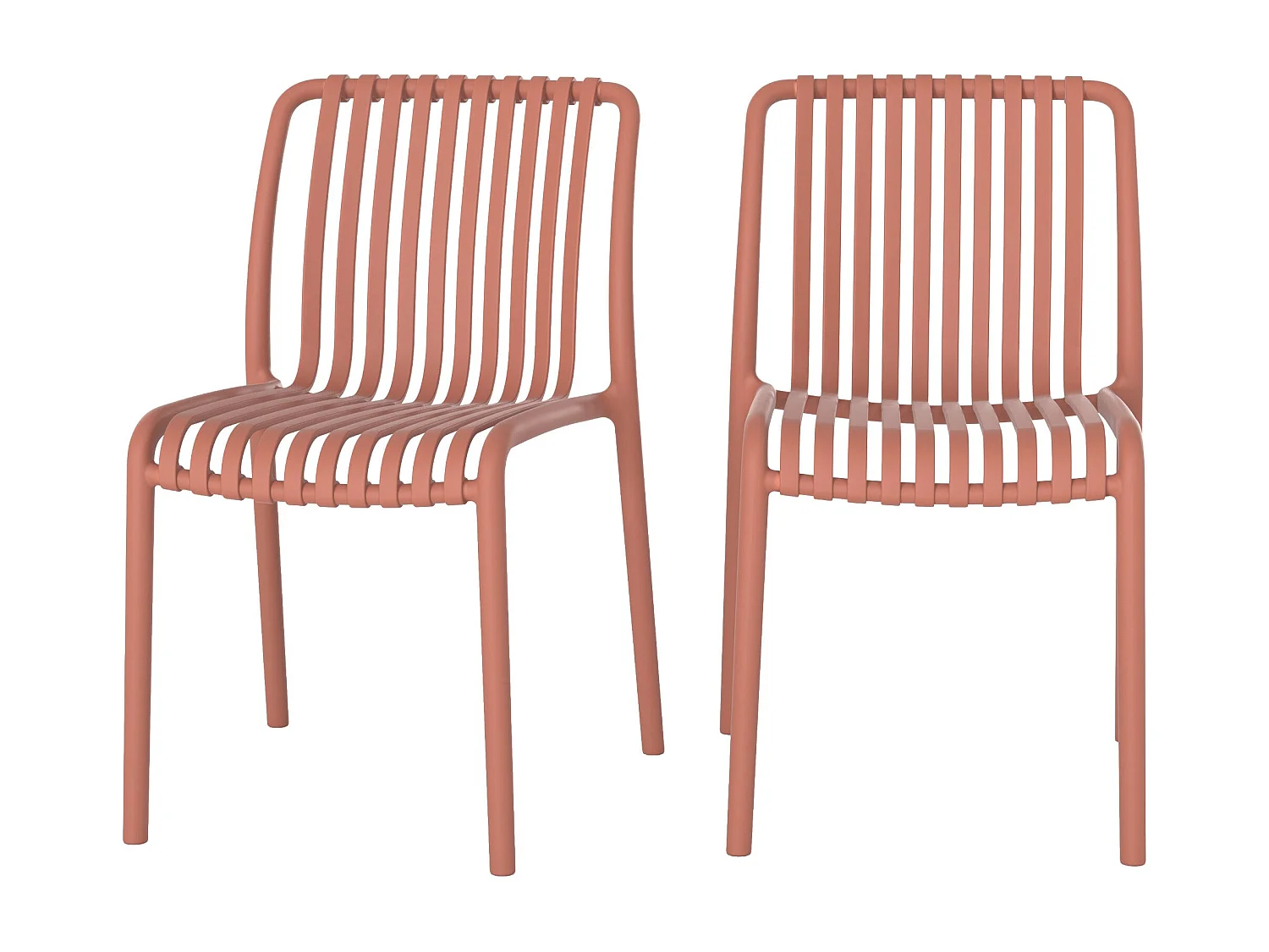 Set di 2 sedie da giardino impilabili in plastica terracotta - Duli