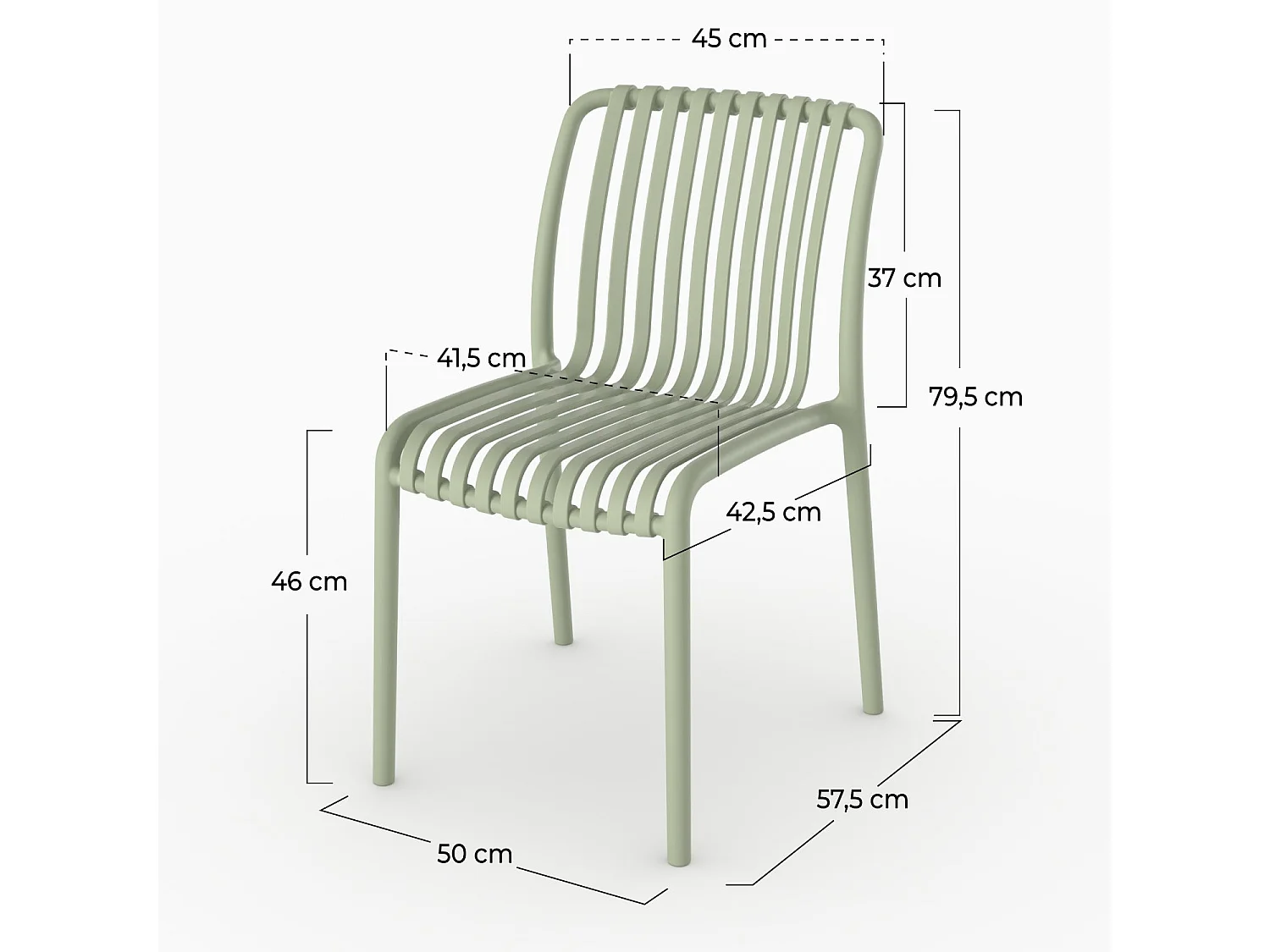 Set di 2 sedie da giardino impilabili in plastica verde pastello - Duli