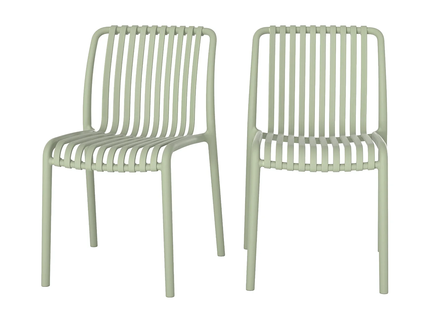 Set di 2 sedie da giardino impilabili in plastica verde pastello - Duli