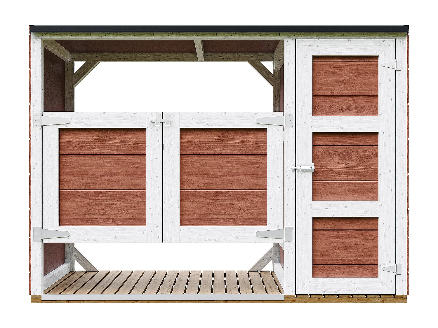Kliko ombouw 1,62 m² / 2x240L met deuren – container ombouw hout - M981A-REDWOOD RED