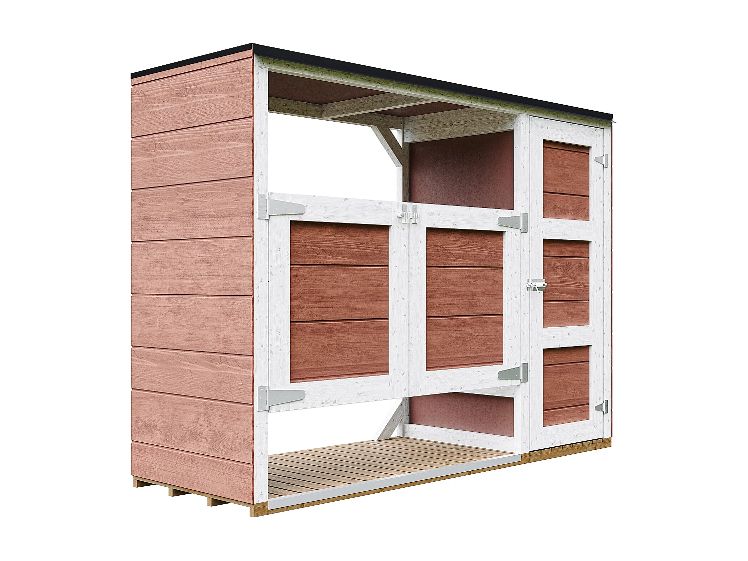 Kliko ombouw 1,62 m² / 2x240L met deuren – container ombouw hout - M981A-REDWOOD RED