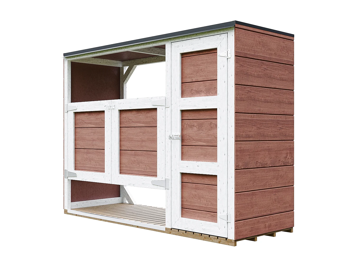 Kliko ombouw 1,62 m² / 2x240L met deuren – container ombouw hout - M981A-REDWOOD RED