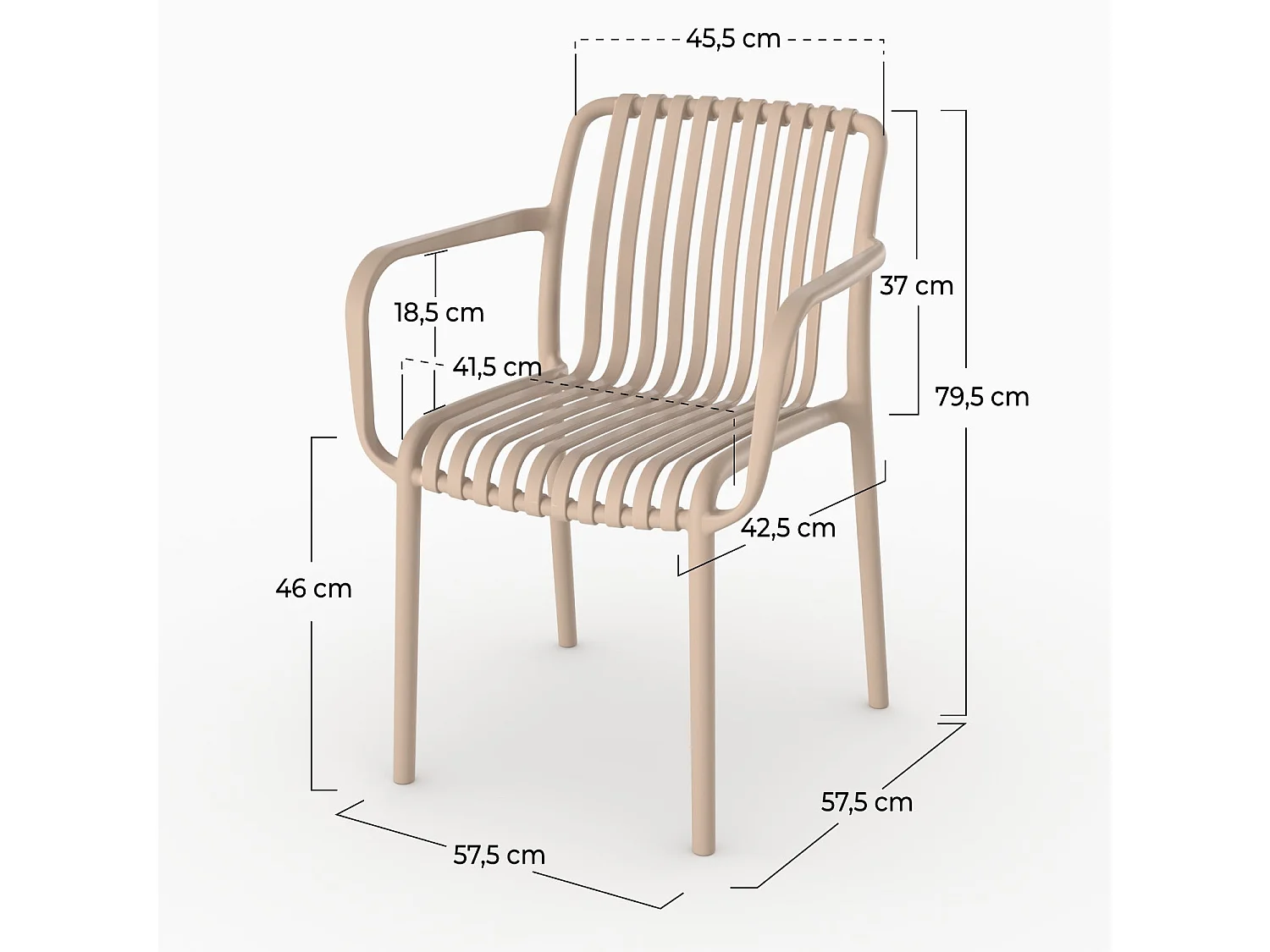 Set di 2 sedie da giardino impilabili in plastica beige - Ivy