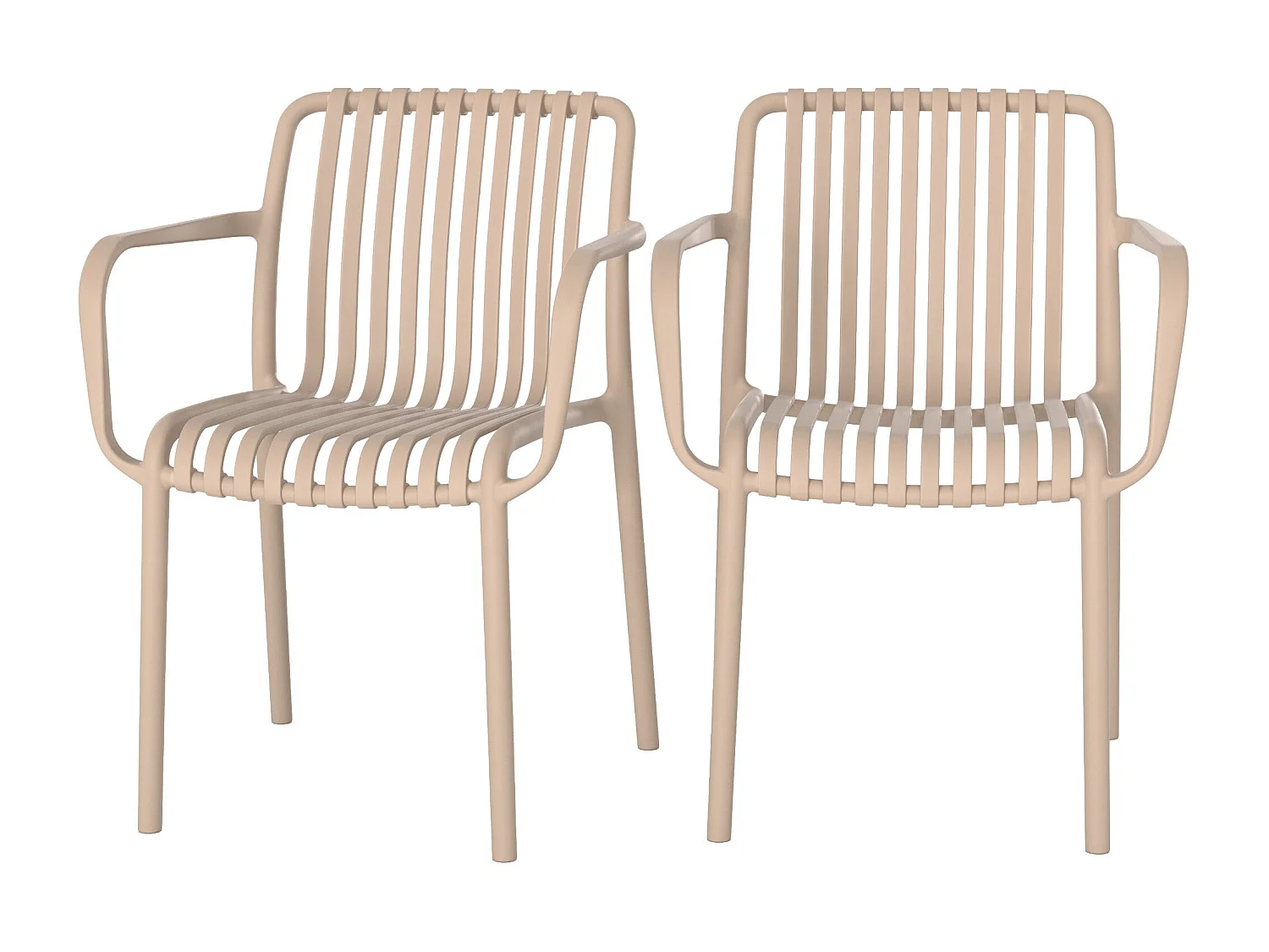 Set di 2 sedie da giardino impilabili in plastica beige - Ivy