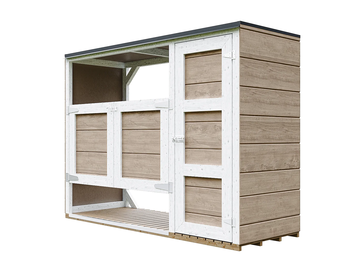 Kliko ombouw 1,62 m² / 2x240L met deuren – container ombouw hout - M981A-TERRA BROWN