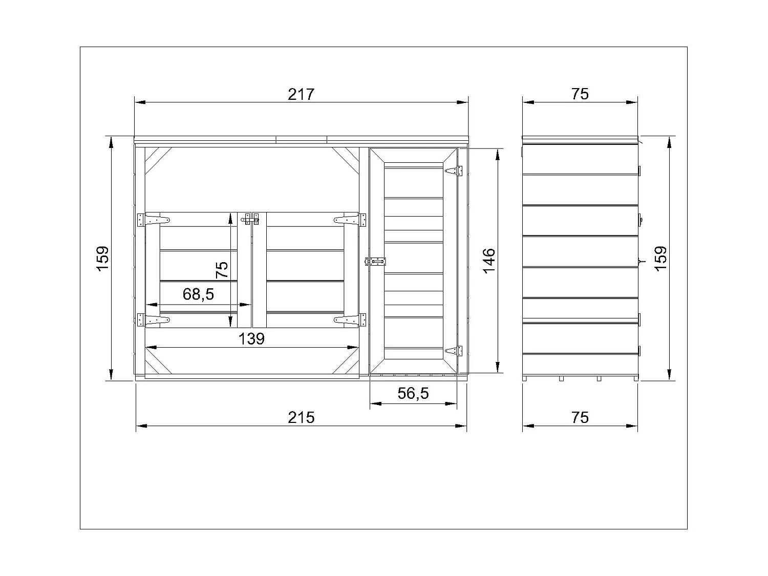 Kliko ombouw 1,62 m² / 2x240L met deuren – container ombouw hout - M981A-TERRA BROWN