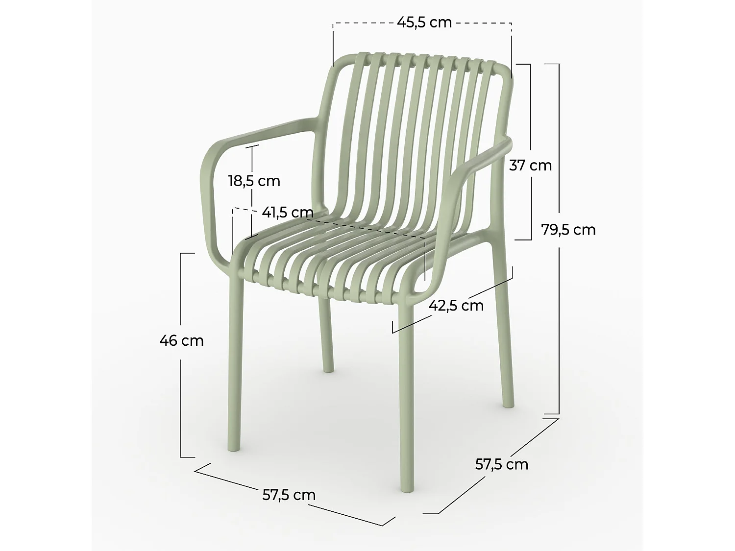 Set di 2 sedie da giardino impilabili in plastica verde pastello - Ivy