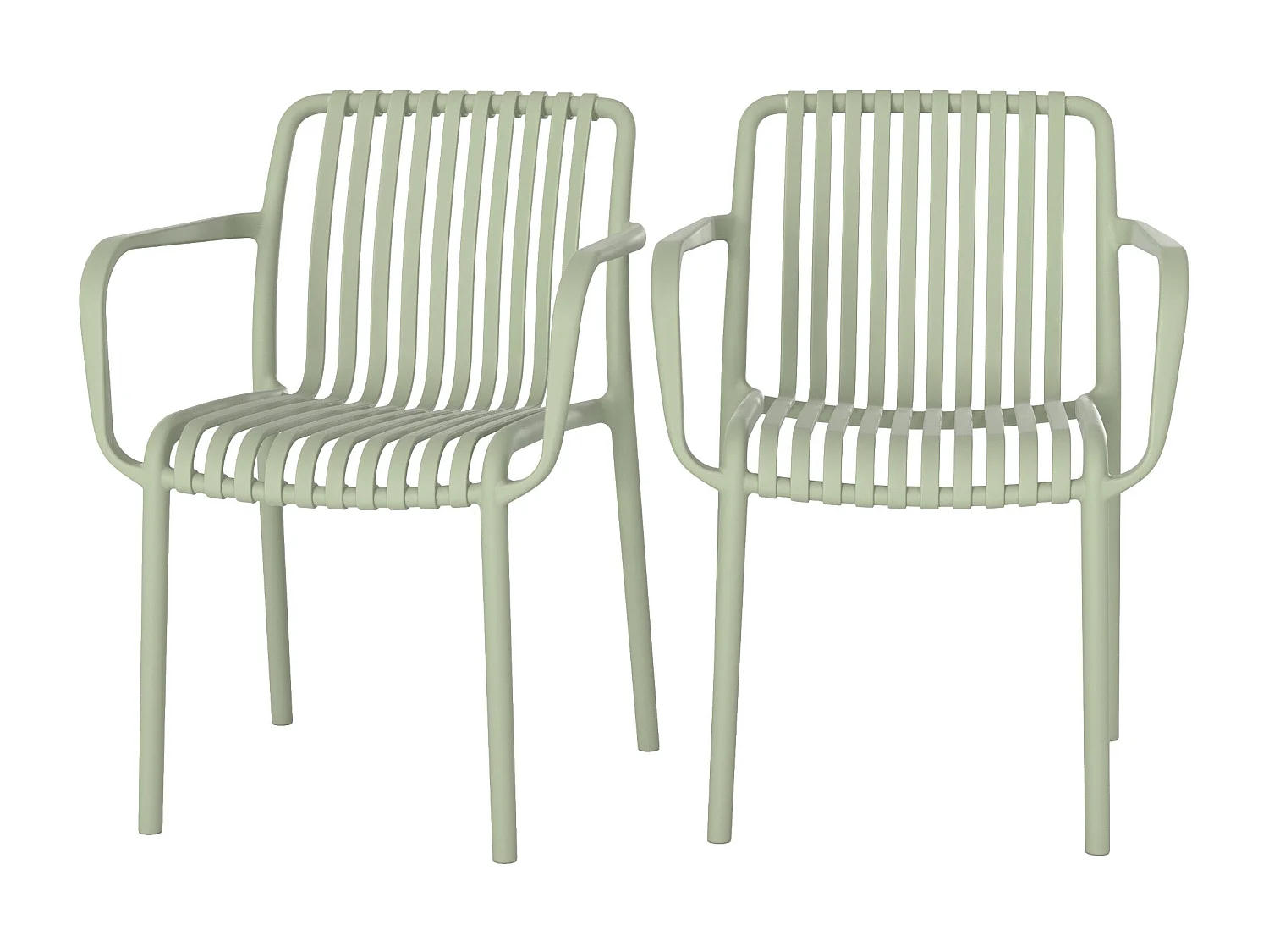Set di 2 sedie da giardino impilabili in plastica verde pastello - Ivy