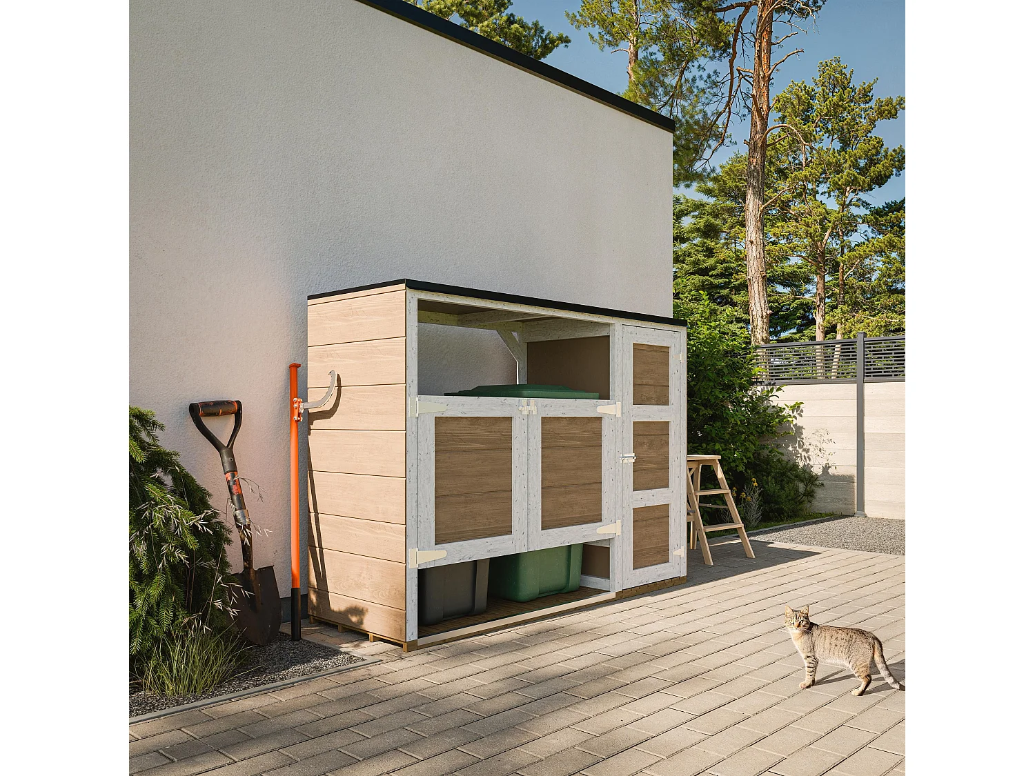 Kliko ombouw 1,62 m² / 2x240L met deuren – container ombouw hout - M981A