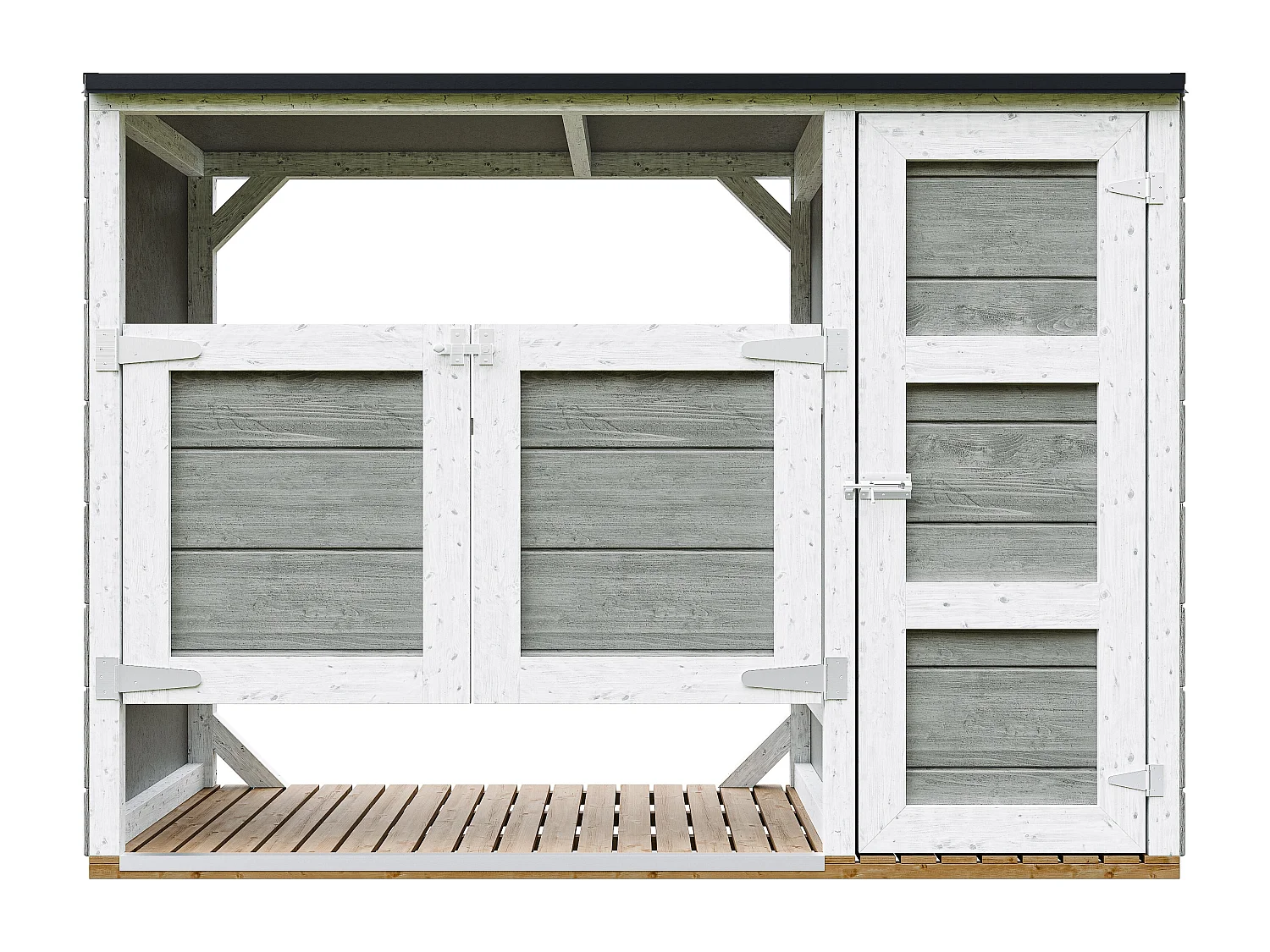 Kliko ombouw 1,62 m² / 2x240L met deuren – container ombouw hout - M981A-TUNDRA GREY