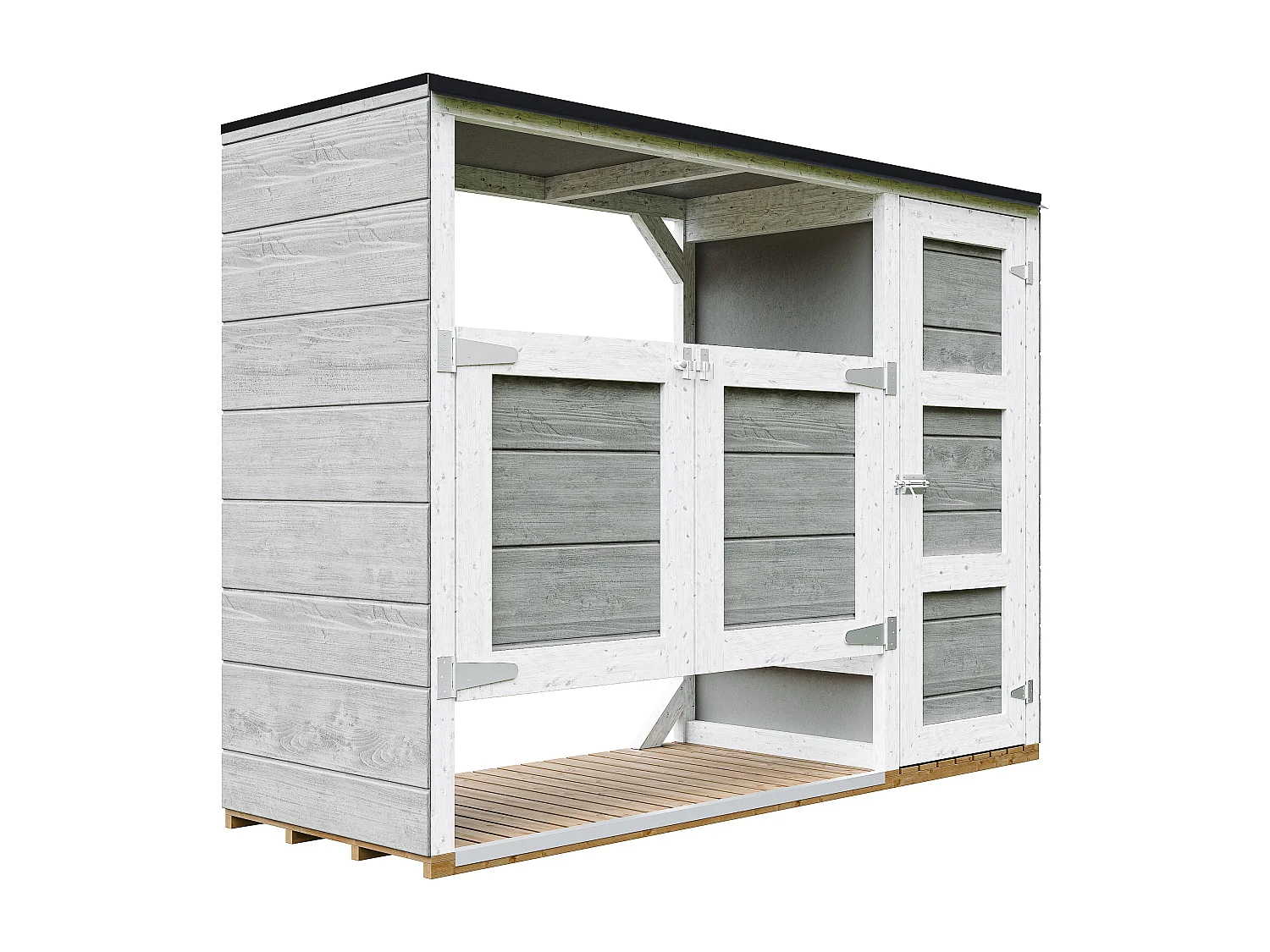 Kliko ombouw 1,62 m² / 2x240L met deuren – container ombouw hout - M981A-TUNDRA GREY