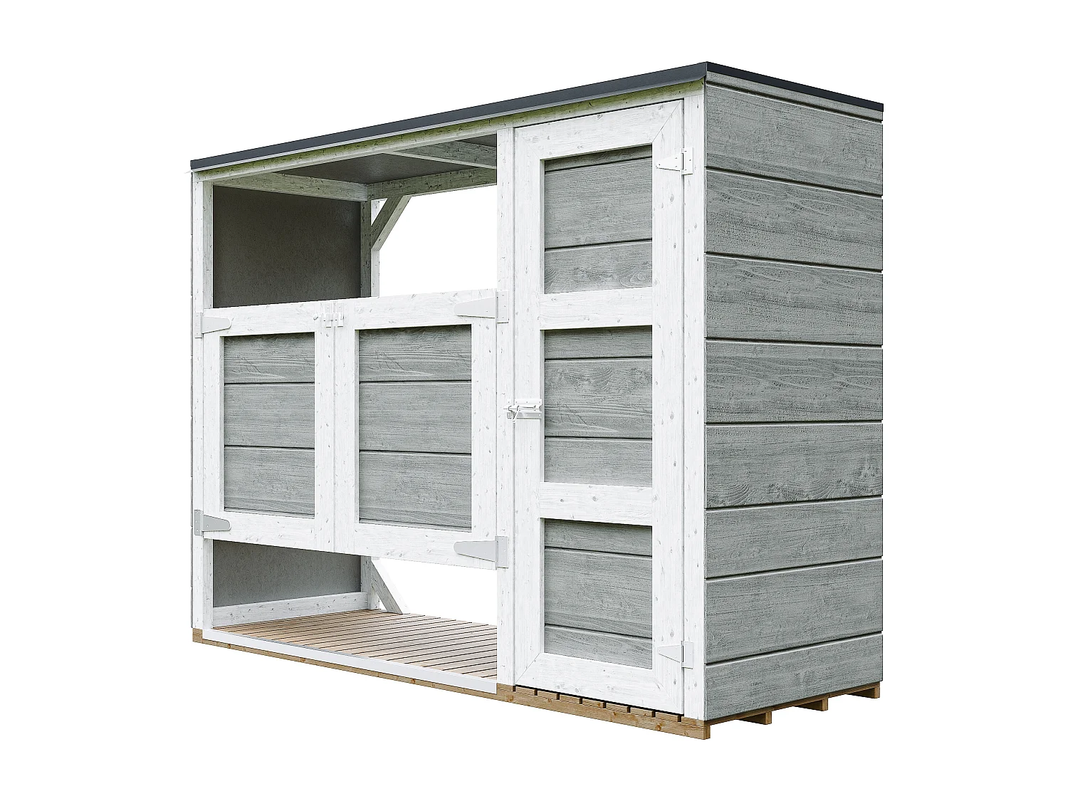 Kliko ombouw 1,62 m² / 2x240L met deuren – container ombouw hout - M981A-TUNDRA GREY