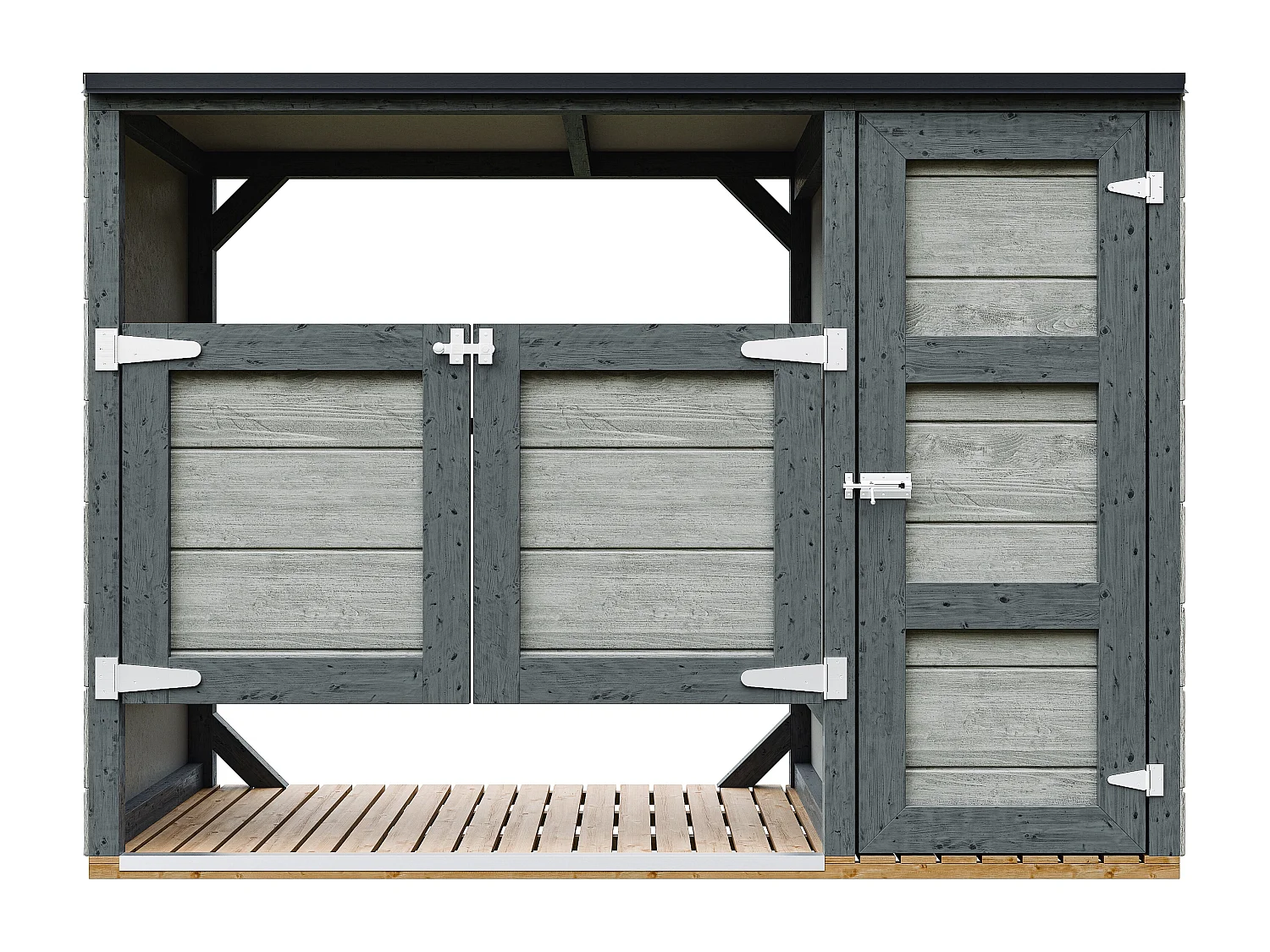 Kliko ombouw 1,62 m² / 2x240L met deuren – container ombouw hout - M981A-TUNDRA CAVERN