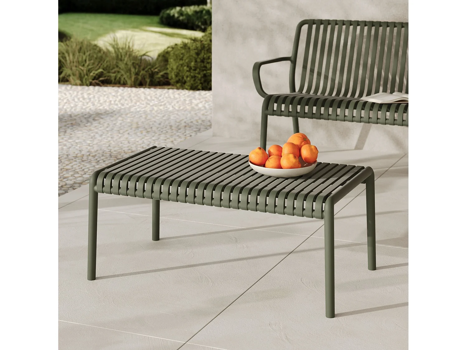 Tavolino da giardino in plastica verde kaki - Téa