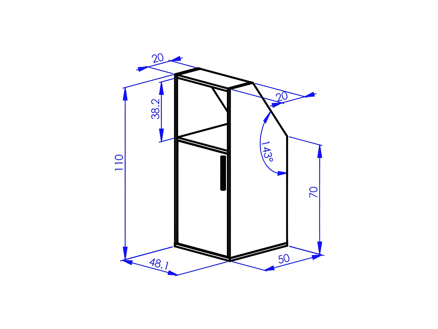 Meuble sous pente 1 porte et 1 niche - Coloris : Naturel - ADEZIO