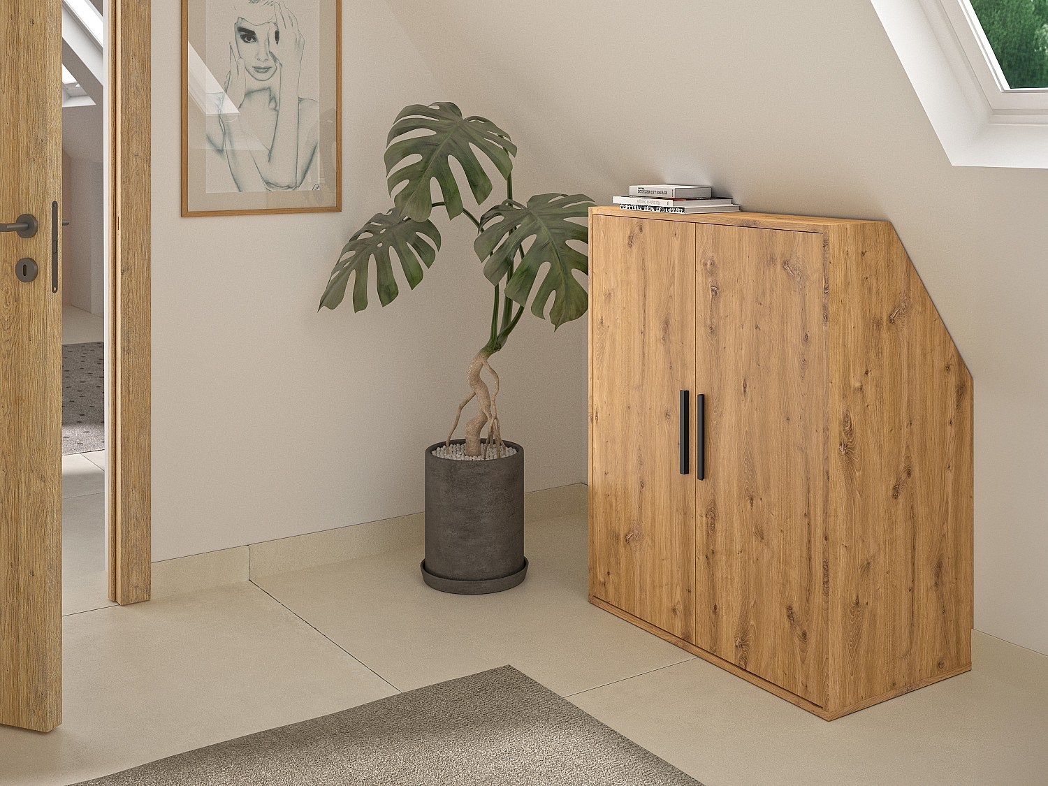 Vente-unique Schrank Unter Dachschräge Mit 2 Türen -Natur Adezio