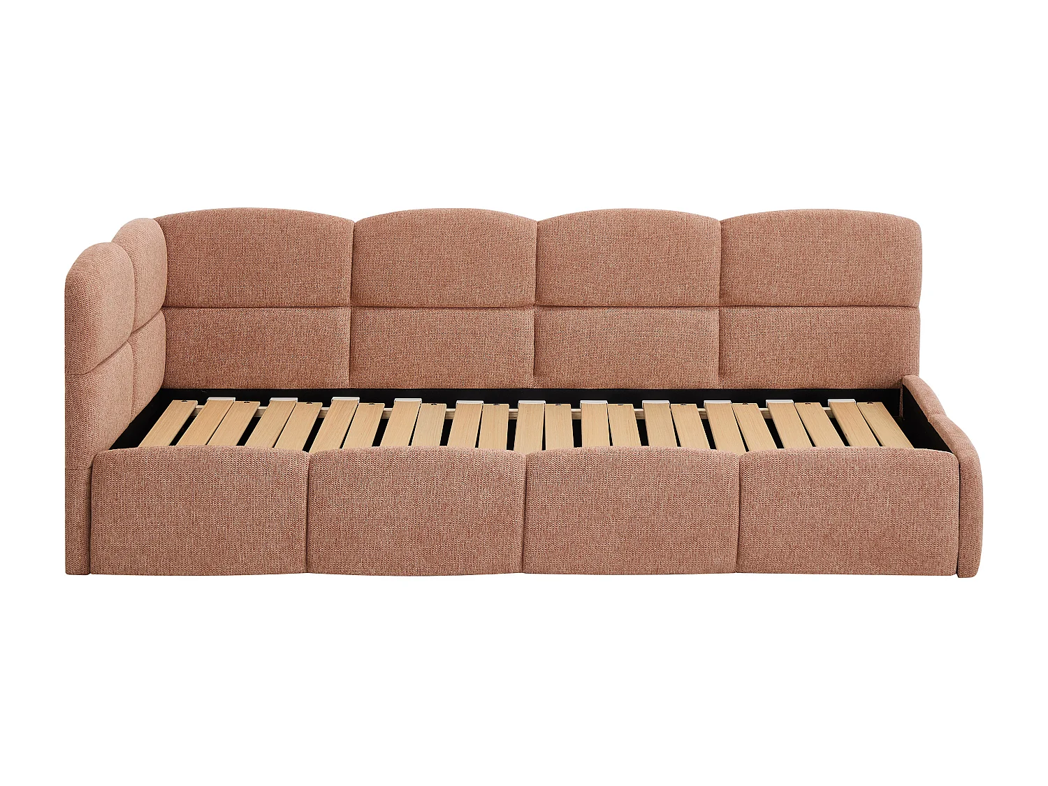Lit gigogne 2 x 80 x 200 cm - Avec sommier peigne - Tissu texturé - Rose - PLURANIO