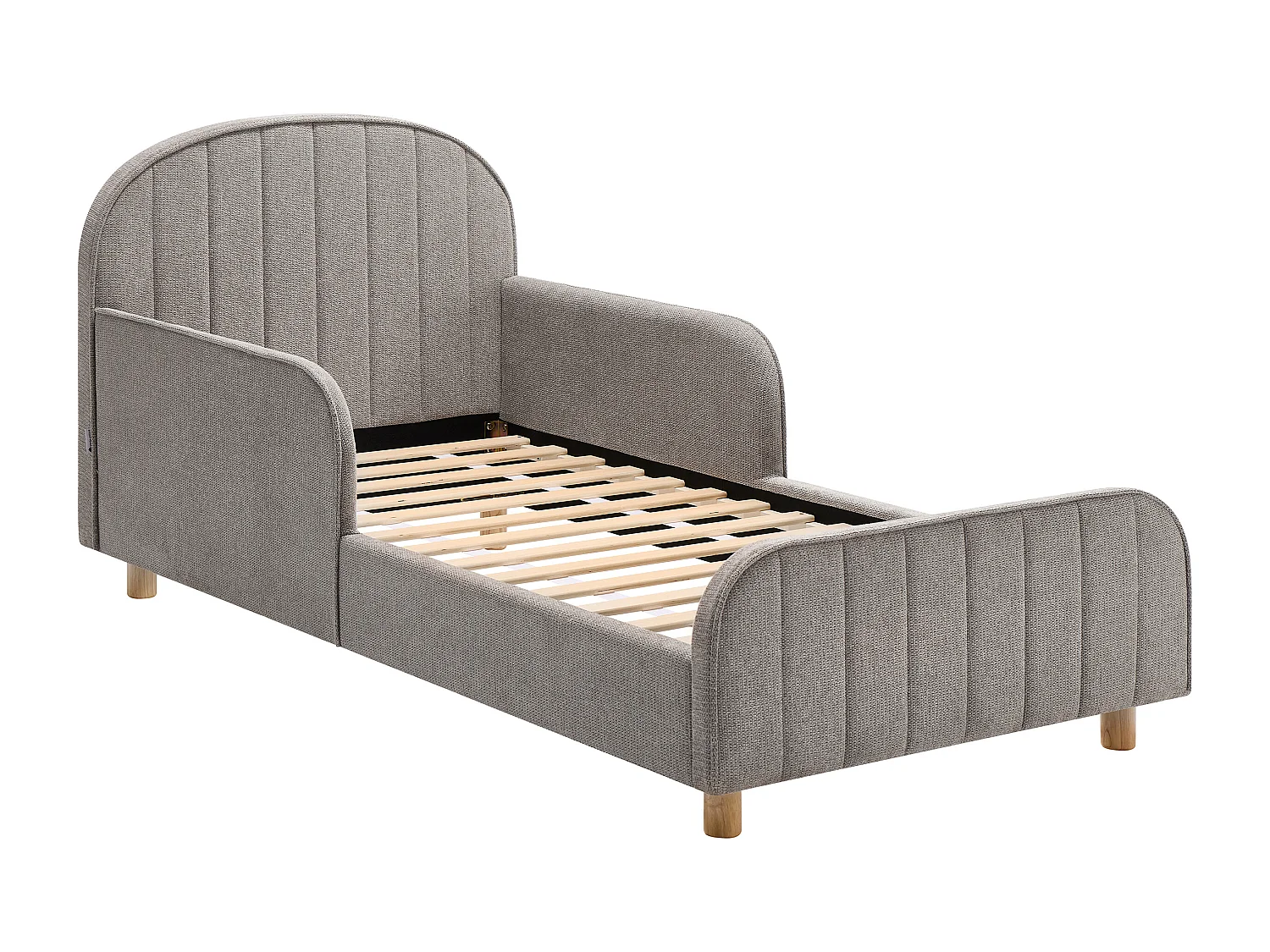 Lit 90 x 190 cm - Tissu texturé - Taupe - MIRAVELO