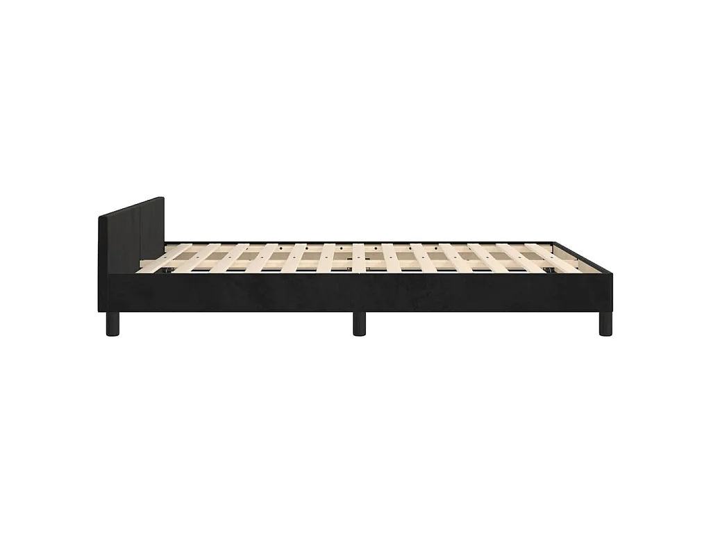 Cadre de lit sans matelas noir 140 x 190 cm en velours