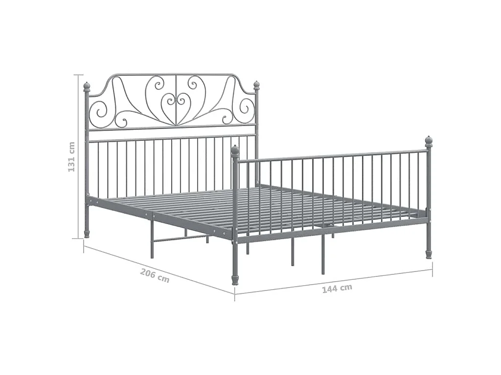 Cadre de lit sans matelas gris métal 140 x 200 cm