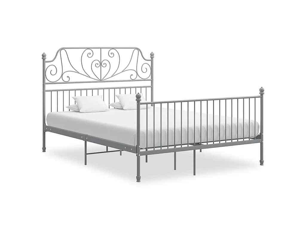 Estructura de cama sin colchón de metal gris para dormitorio, 140 × 200 cm
