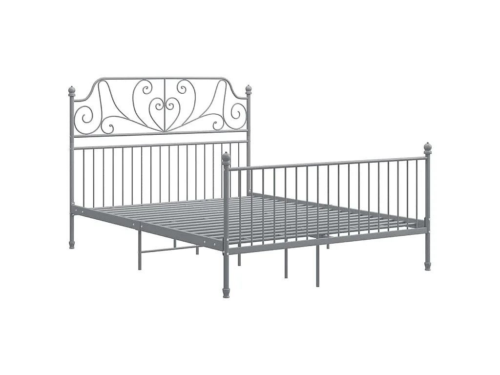 Estructura de cama sin colchón de metal gris para dormitorio, 140 × 200 cm