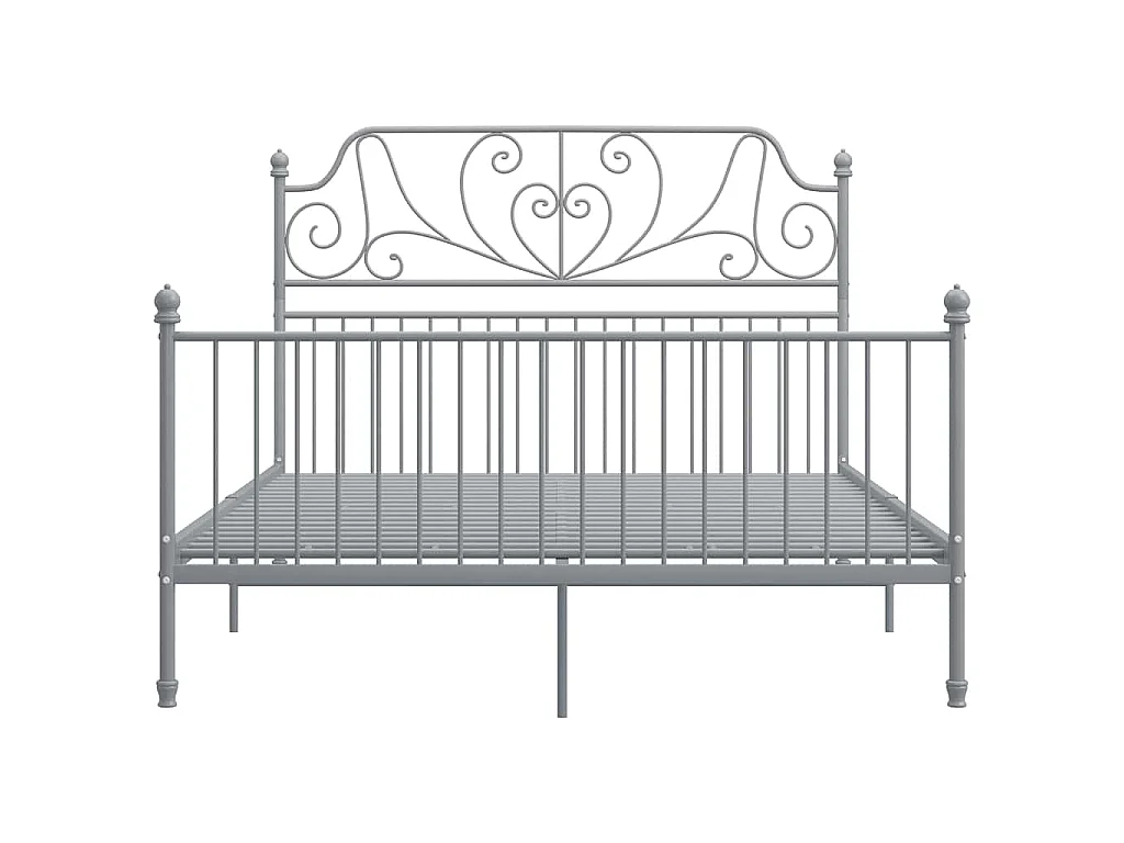Estructura de cama sin colchón de metal gris para dormitorio, 140 × 200 cm