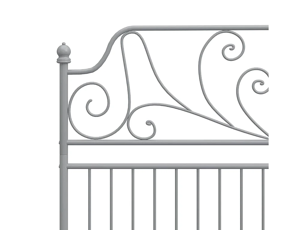 Estructura de cama sin colchón de metal gris para dormitorio, 140 × 200 cm