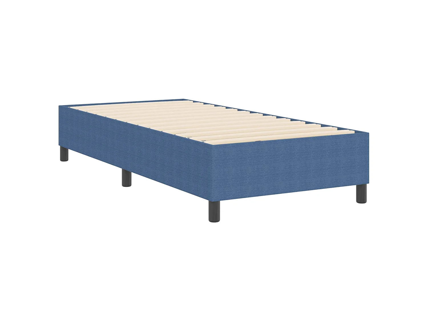 Cama de plataforma de tela de pana azul, 90 × 200 cm