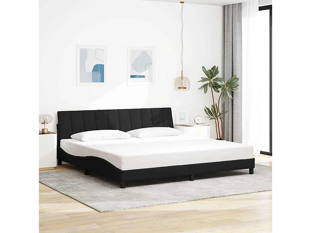 Cadre de lit sans matelas Hanko noir 200x200 cm tissu
