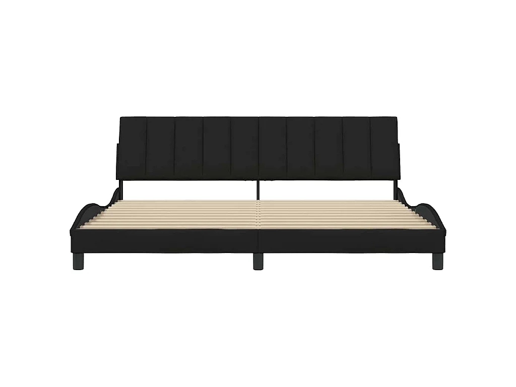 Estructura de cama sin colchón de tela negro para dormitorio, 200 × 200 cm