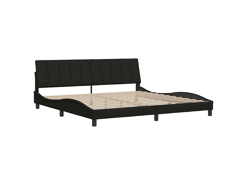 Estructura de cama sin colchón de tela negro para dormitorio, 200 × 200 cm