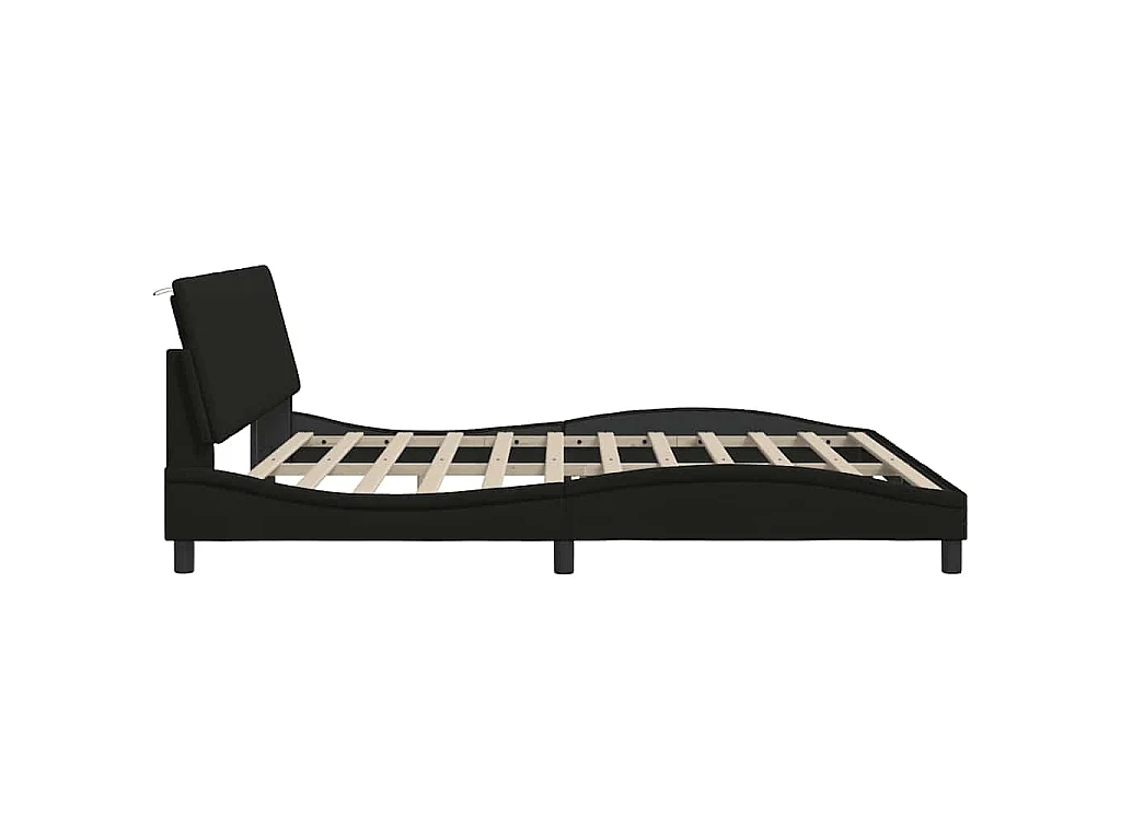 Estructura de cama sin colchón de tela negro para dormitorio, 200 × 200 cm