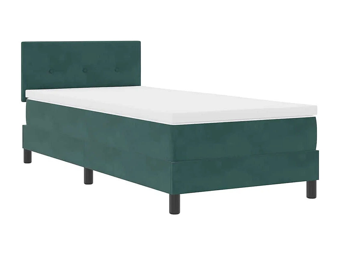 Lit à ressort avec LED vert foncé 100 x 200 cm en velours