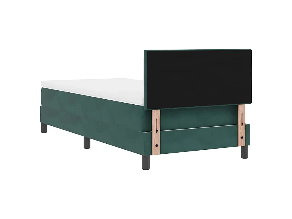 Lit à ressort avec LED vert foncé 100 x 200 cm en velours