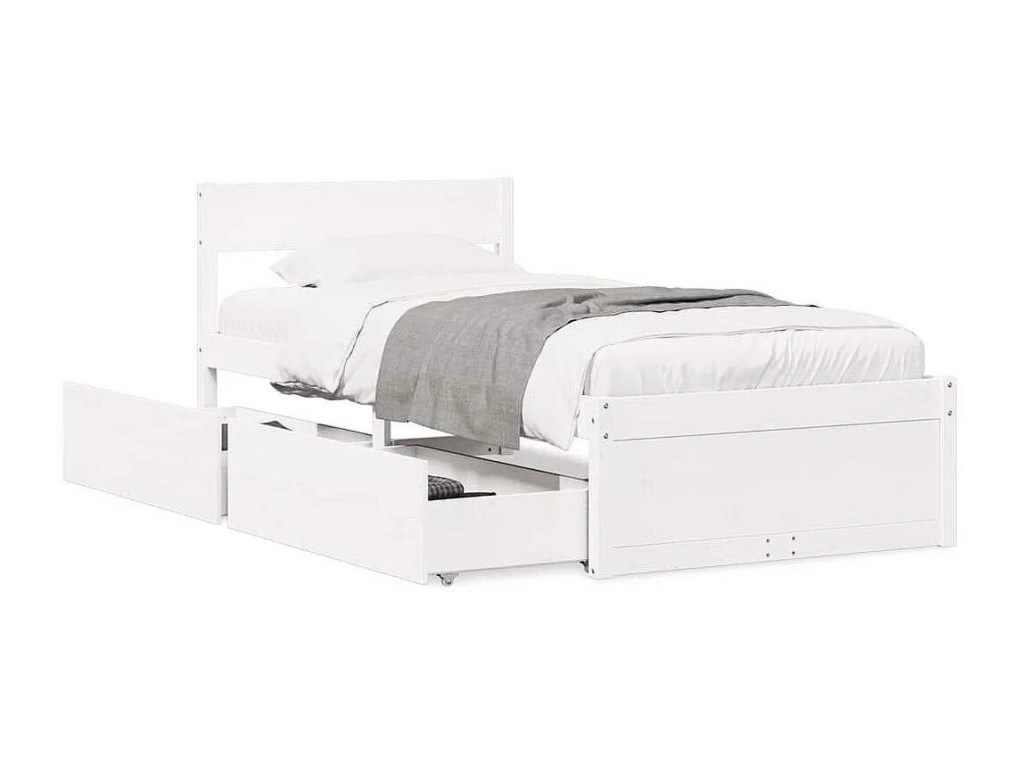 Cadre de lit sans matelas blanc 90x200 cm bois de pin massif