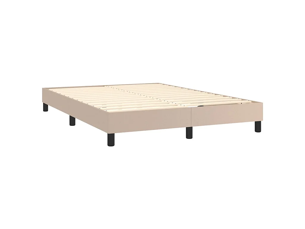 Estructura de cama con somier de polipiel capuchino para dormitorio, 140 × 190 cm
