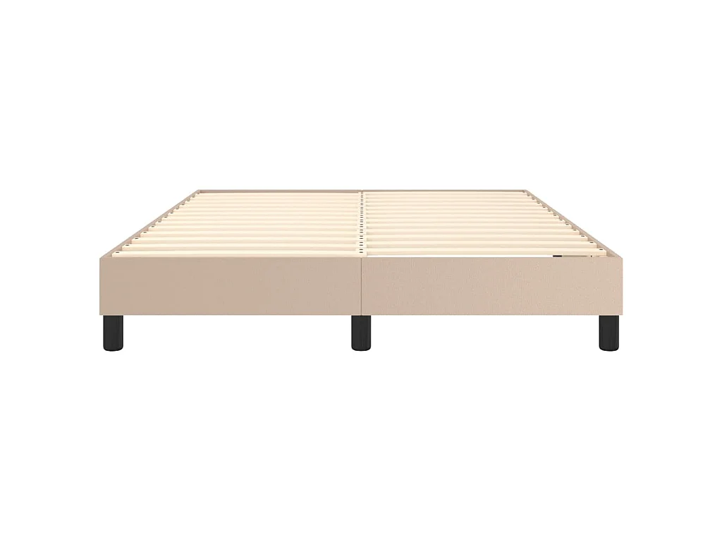 Estructura de cama con somier de polipiel capuchino para dormitorio, 140 × 190 cm