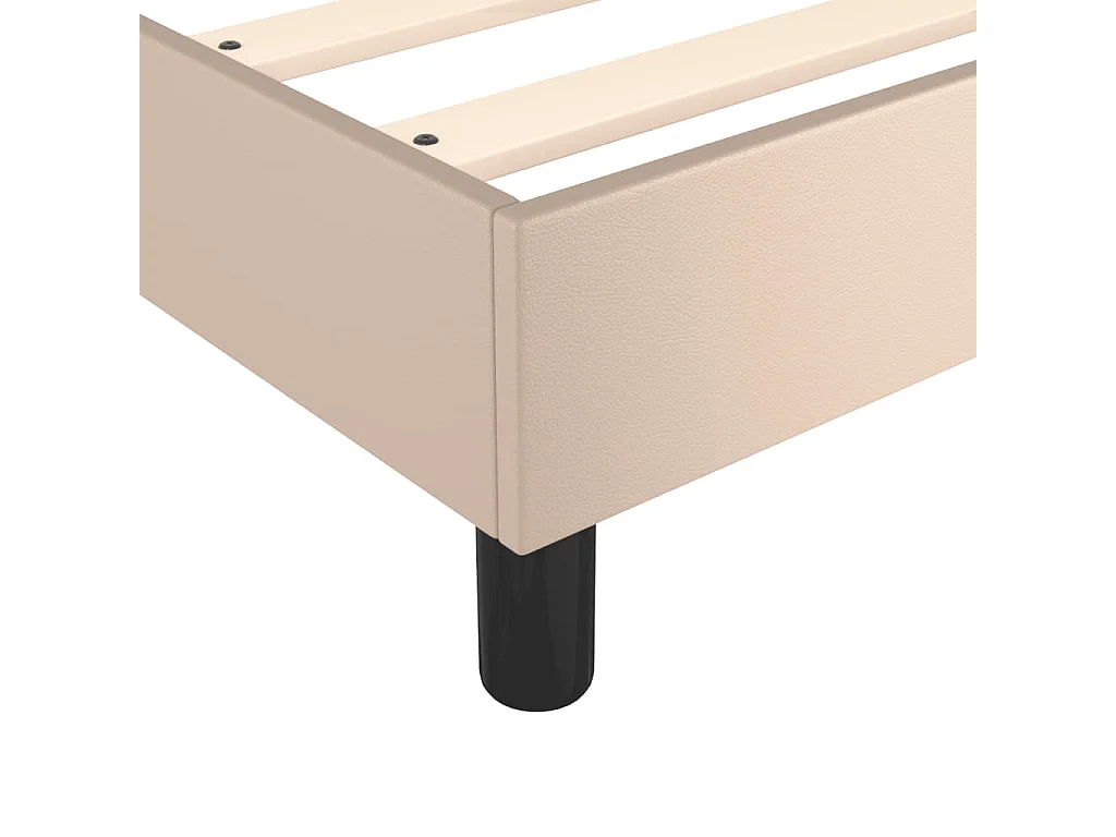 Estructura de cama con somier de polipiel capuchino para dormitorio, 140 × 190 cm