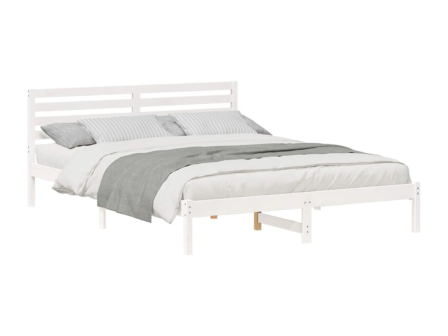 Cadre de lit avec tête de lit Blanc 160 x 220 cm Pin massif