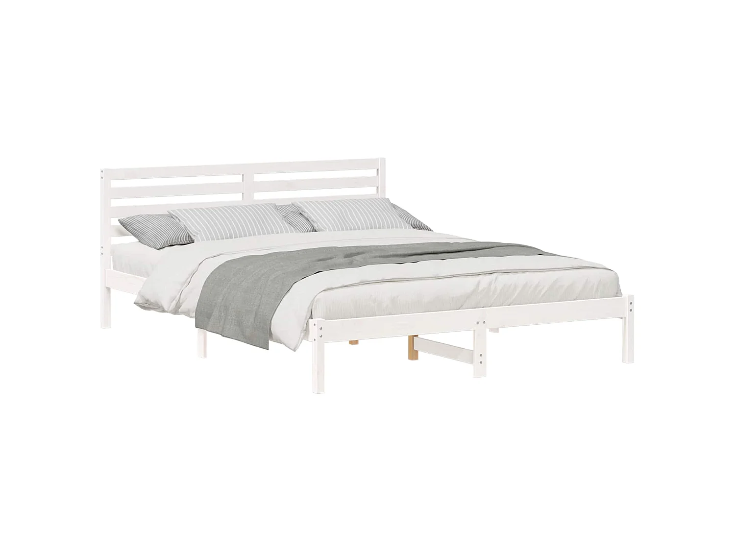 Cadre de lit avec tête de lit Blanc 160 x 220 cm Pin massif