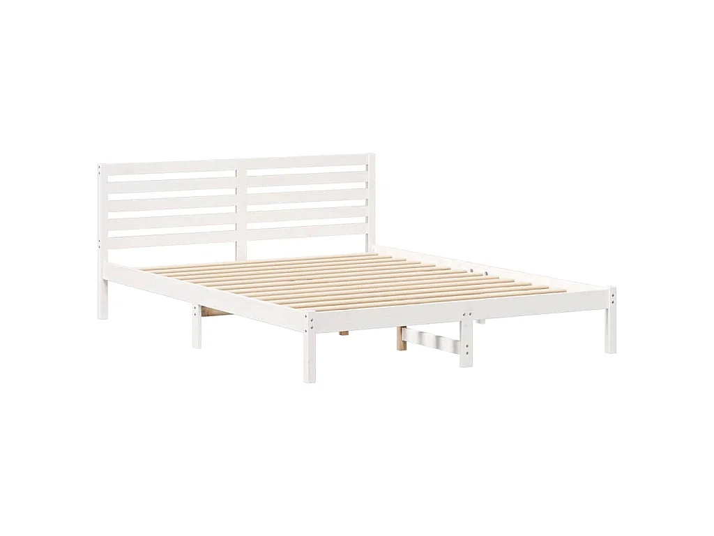 Cadre de lit avec tête de lit Blanc 160 x 220 cm Pin massif