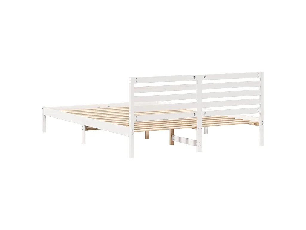 Cadre de lit avec tête de lit Blanc 160 x 220 cm Pin massif
