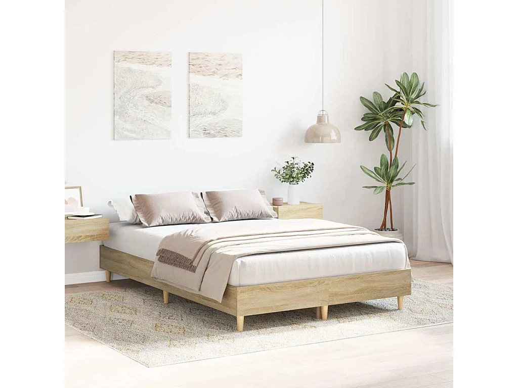 Cadre de lit sans matelas chêne  140x190 cm