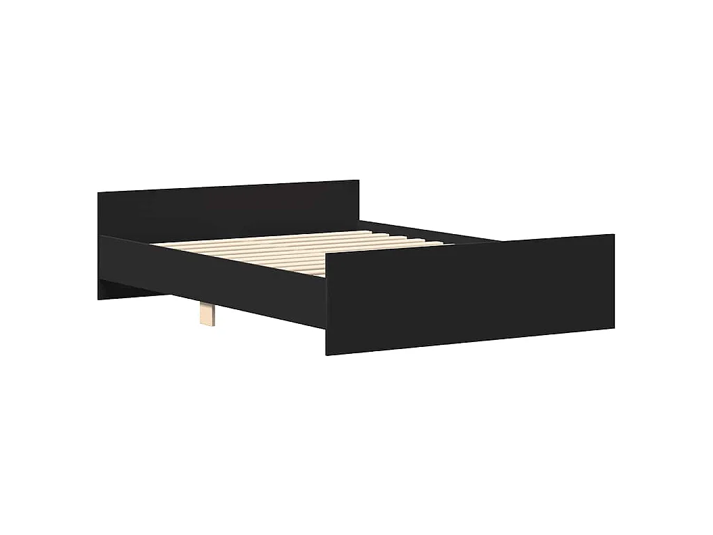 Estructura de cama con cabecero y piecero negro, para dormitorio, 120 × 200 cm