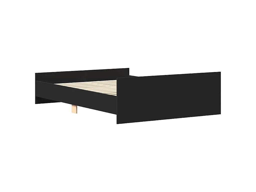 Estructura de cama con cabecero y piecero negro, para dormitorio, 120 × 200 cm
