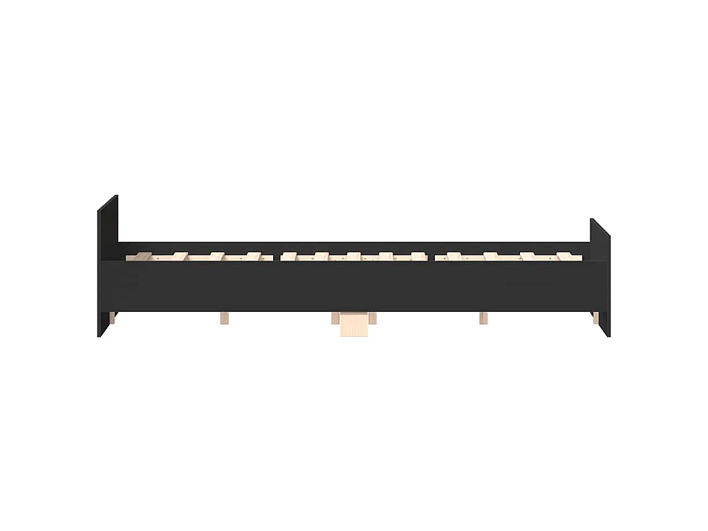 Estructura de cama con cabecero y piecero negro, para dormitorio, 120 × 200 cm