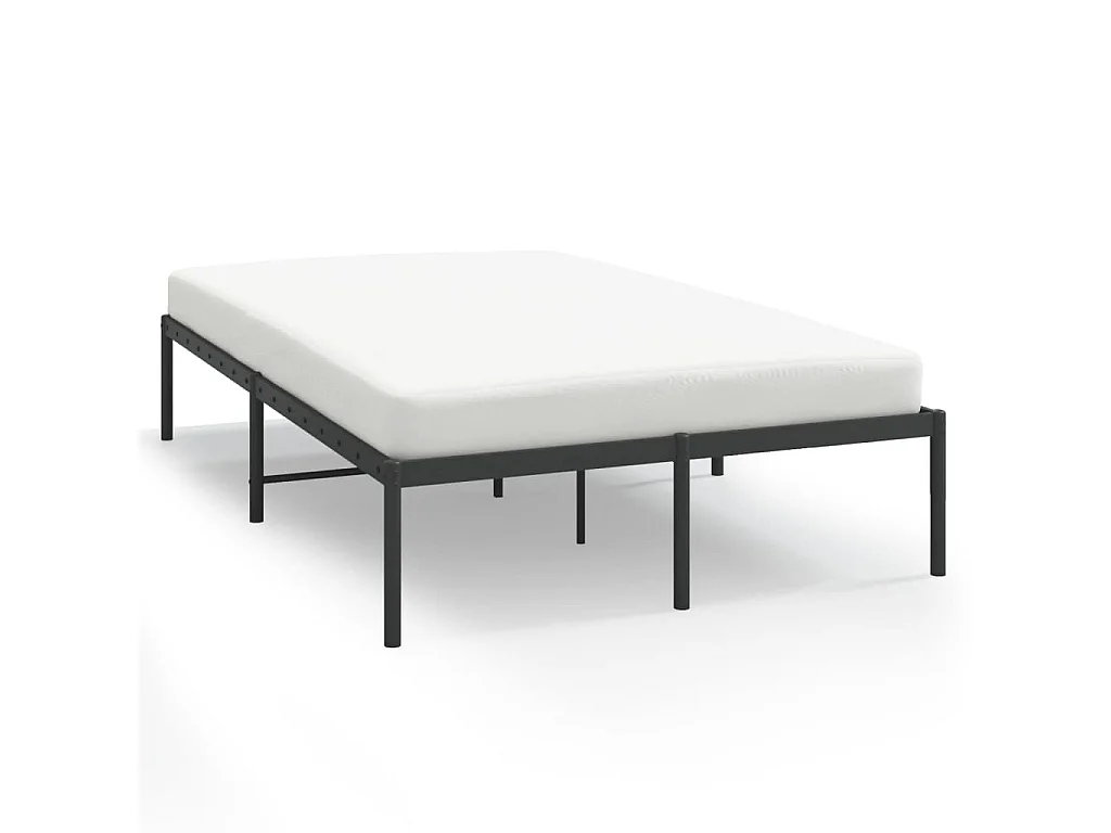 Cadre de lit métal sans matelas noir 120x190 cm
